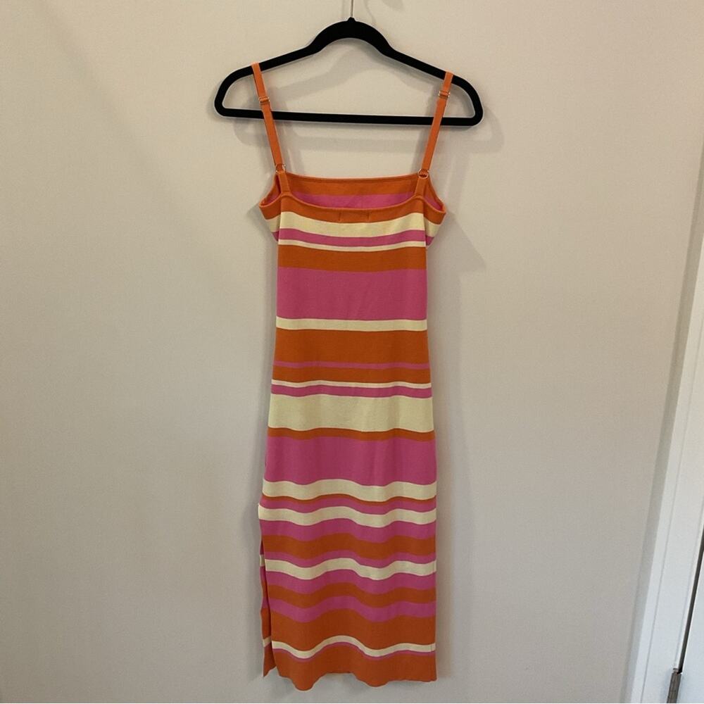Mable Orange Pink Striped Cut-Out Sleeveless Midi Sweater Dress Large - Picture 6 of 8